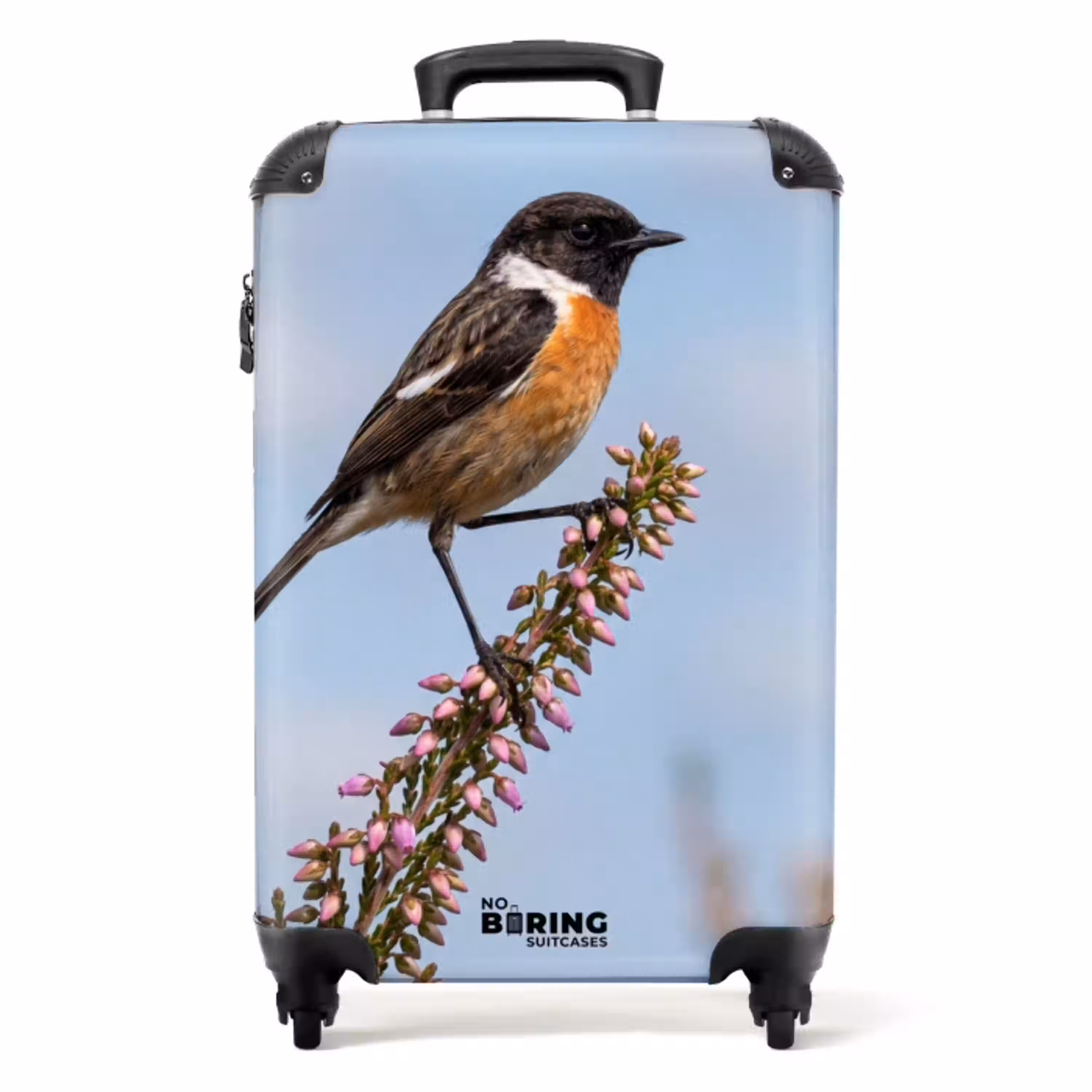 Roodborsttapuit - Heide - Paars - Natuur - Sfeervol NBS - Handbagage koffer - Volwassenen Unisex middel -productfoto_recht