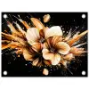 Bloemen - Goud - Graffiti - Zwart - Abstract tuinposter los doek klein -3d