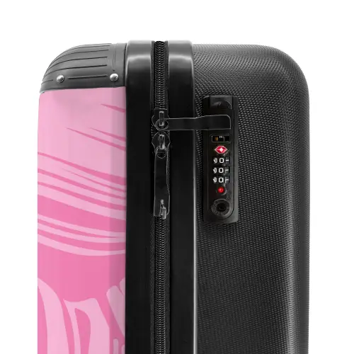 Grote bladeren in verschillende tinten roze NBS - Handbagage koffer - Unisex middel -slot