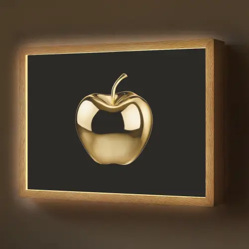 Appel - Goud - Chrome - Zwart Light Box met batterij (Wandlamp) middel -z3d_website
