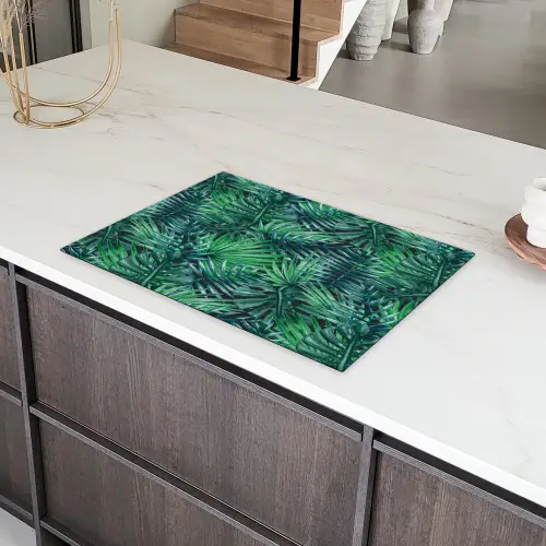 Blauw - Palmbladeren - Afsnijding Inductie beschermer vinyl 3mm klein 276 -sfeer8