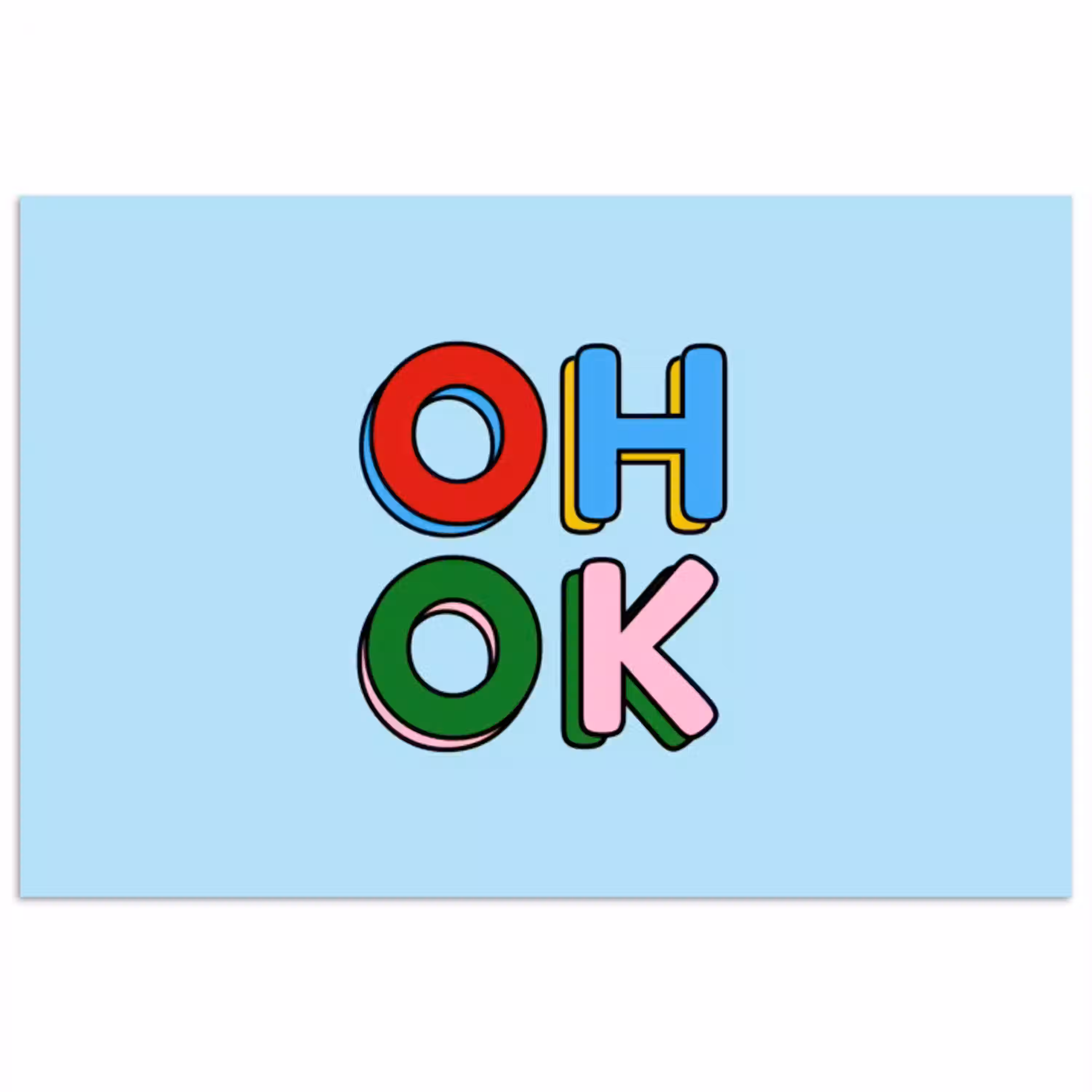 Oh ok - Blauw - Kleurrijk poster papier klein -3d
