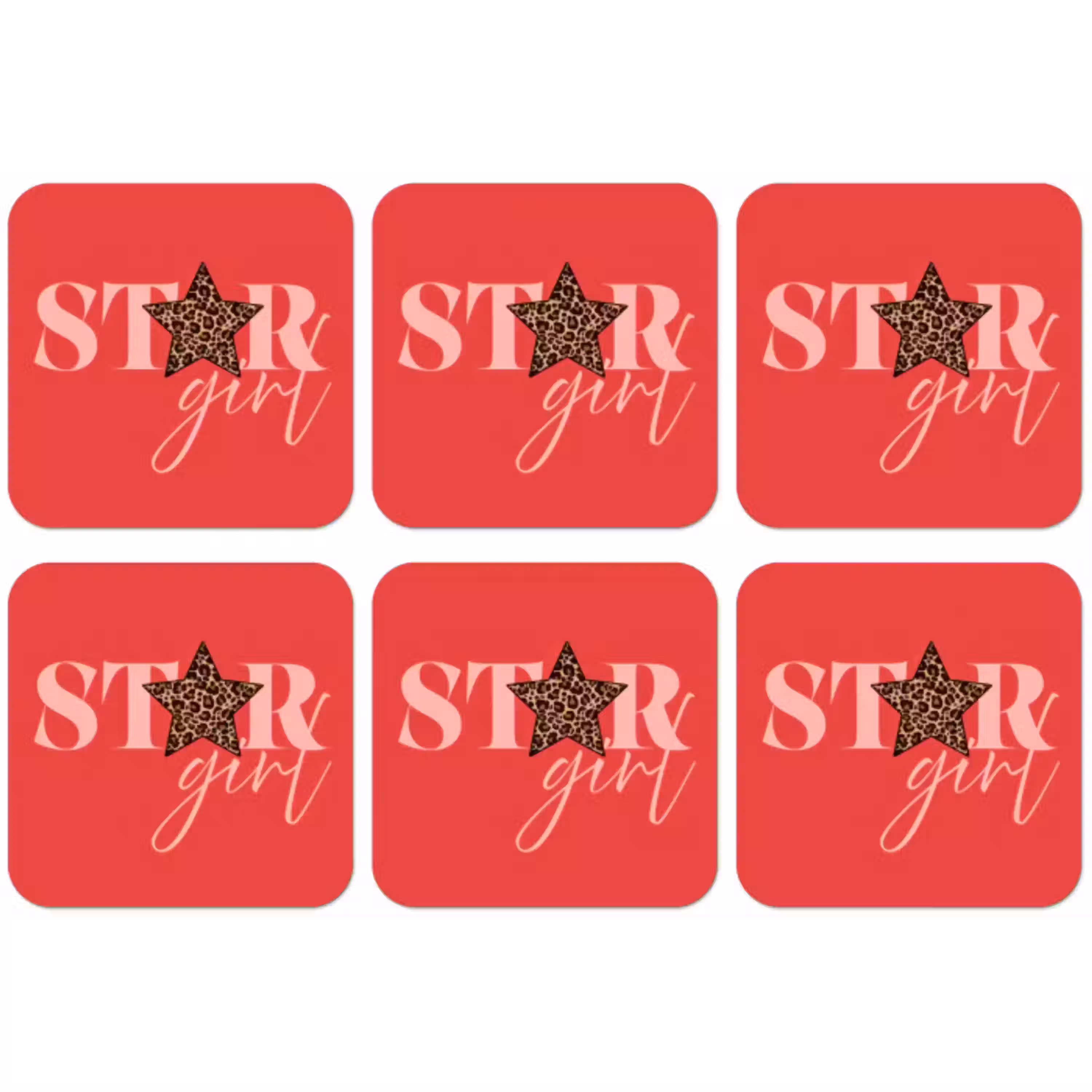 Star girl - Rood - Panter - Ster onderzetter kurk middel -zkaufland3dotto