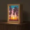 Palmboom - Zonsondergang - Horizon - Strand - Oranje - Roze Light Box met kabel (Tafellamp) klein -z3d_website