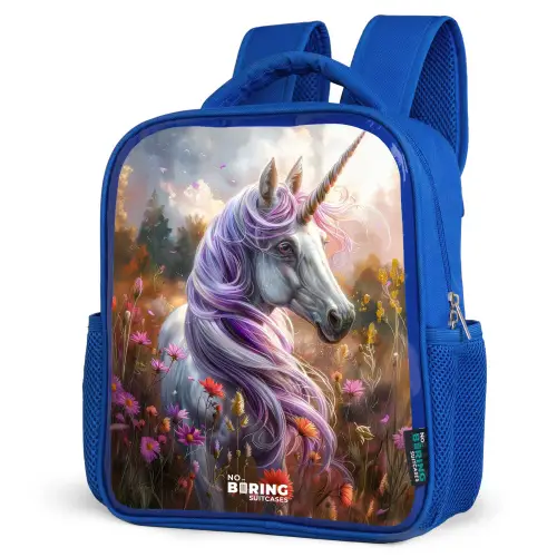 Lavendel lentehoorn Kinderrugzak - Blauw middel -schuin