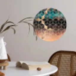 Abstract - Kubus - Goud - Patronen - Luxe Wandcirkel behangsticker klein -sfeer3