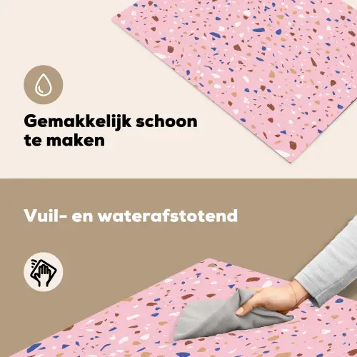 Terrazzo -  Patroon - Kleurrijk - Roze Inductie beschemer met haakjes klein 777 -ky-schoon-nl