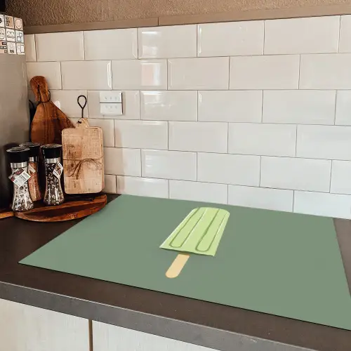 Groen - Waterijsje - Stokje - Illustratie Inductie beschermer vinyl 3mm klein -sfeer3