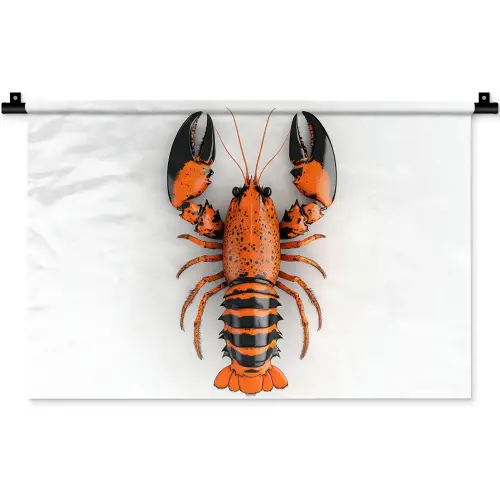 Kreeft - Zwart - Oranje - Wit - Uniek Wandkleed katoen klein -zz3d