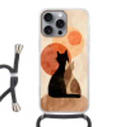 Katten - Zwart - Abstract - Cirkels Hoesje iPhone 16 Pro Max met koord klein -3d