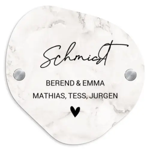 Wit marmer - Sierlijk Naambord Organisch middel -3d