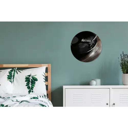 Close-up - Vinylplaat - Platenspeler - Zwart Wandcirkel aluminium klein -slaapkamer