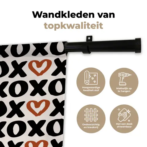 Liefde - Patroon - Typografie Wandkleed katoen klein 269 -sfeer2