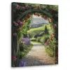 Doorkijk - Tuinboog - Bloemen - Natuur - Pad Textielframe - compleet frame klein -3d