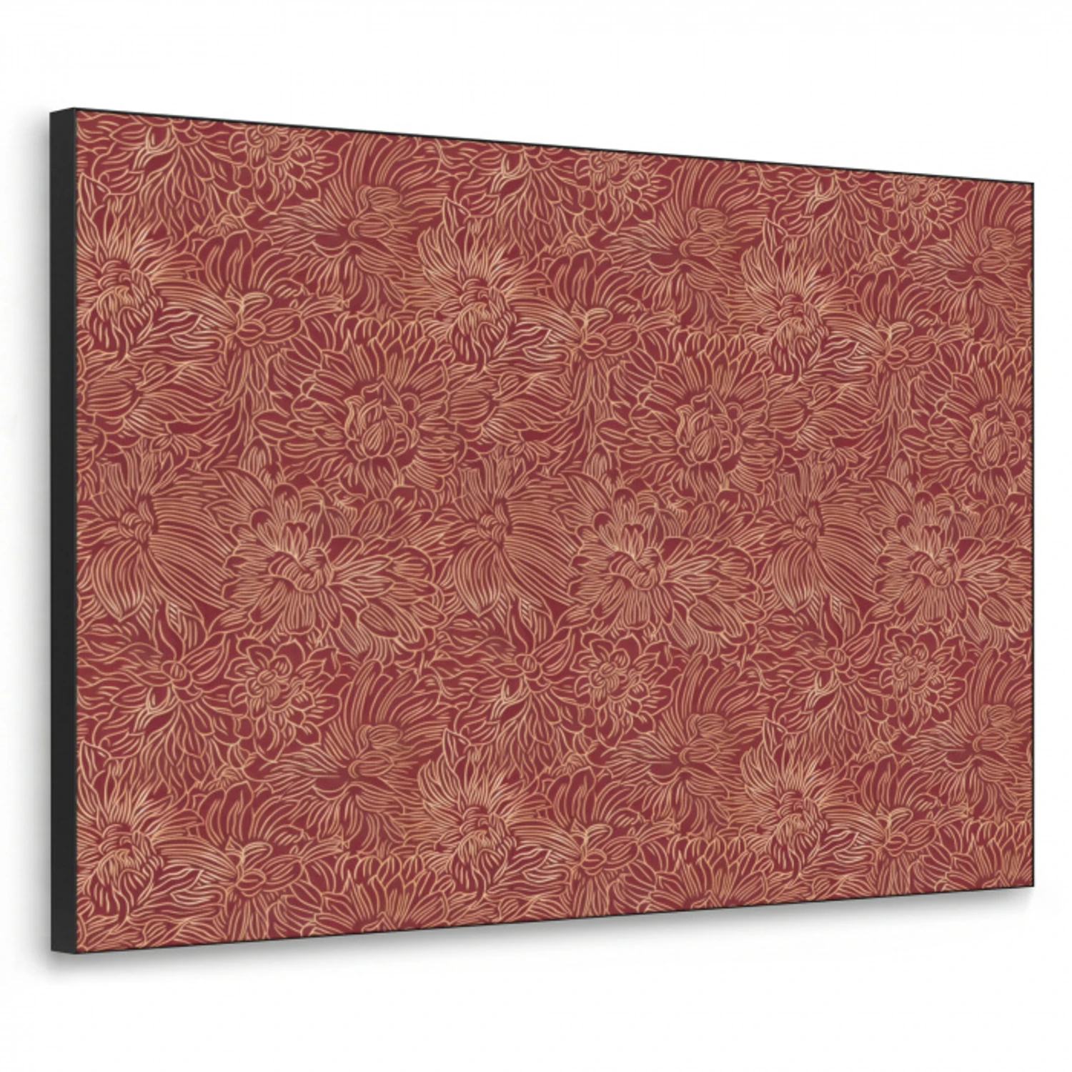 Bloemen - Motief - Rood Textielframe zwart klein 947 -3d