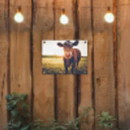 Koe bij zonsondergang op een veld vol paardenbloemen tuinposter los doek klein -sfeer1
