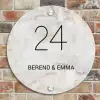 Beige marmer - Klassiek Naambord Rond klein -sfeer2