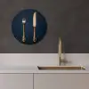 Bestek - Donkerblauw - Goud KitchenYeah - Keuken - Wandcirkel Forex klein -sfeer1