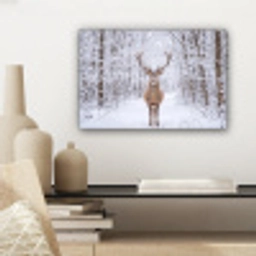 Hert - Winter - Bos - Natuur - Wit canvas 2cm klein -sfeer6