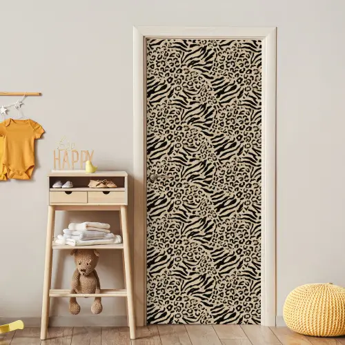 Giraf - Zebra - Motief - Bruin deurposter klein 289 -sfeer4