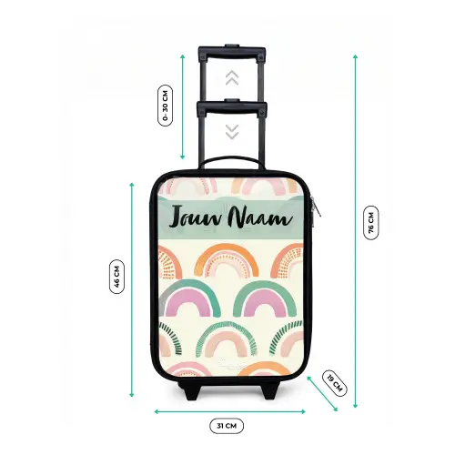 Regenboog - Pastel - Patroon Kinderkoffer - Zwart klein -productfoto_formaten