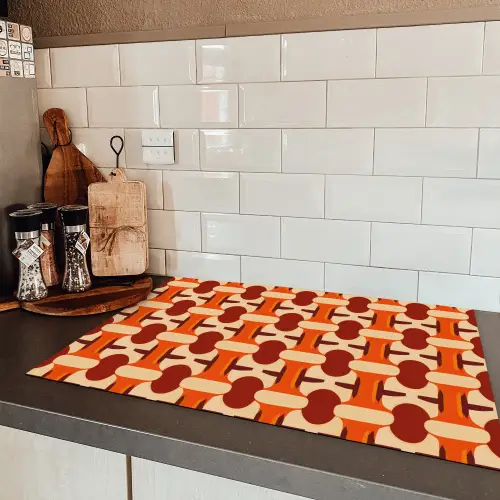 Geometrisch - Retro - Oranje Inductie beschermer vinyl 3mm klein 276 -sfeer3