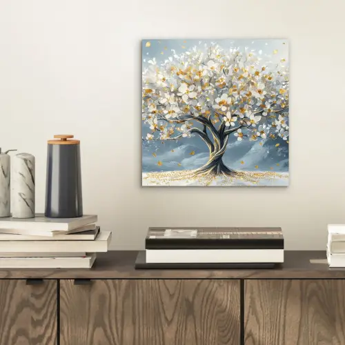 Boom - Winter - Levensboom - Modern - Goud aluminium wit klein -sfeer1