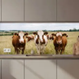 Koeien - Portret - Weide - Boerderij - Nieuwsgierig keuken achterwand 2 middel zz_3dshopping