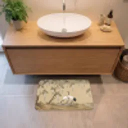 Kraanvogels - Water - Beige Badmat klein -sfeer1