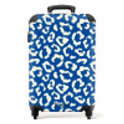 Dierenprints - Panterprint koffer in blauw en wit NBS - Handbagage koffer - Unisex middel -productfoto_recht