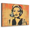 Retro - Vrouw - Koptelefoon - Oranje Textielframe - compleet frame klein -3d