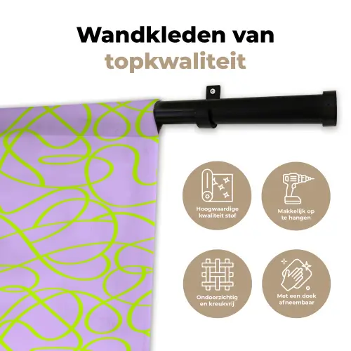 Abstract - Lila - Groen - Pastel Wandkleed katoen klein 269 -sfeer2