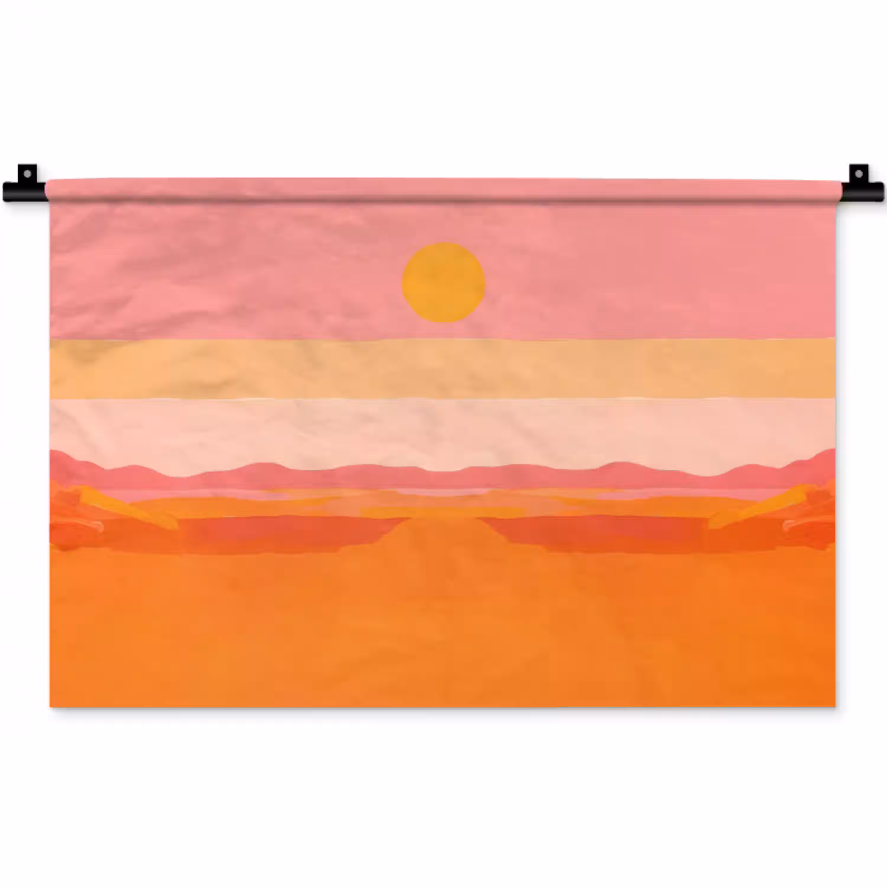 Zon - Abstract - Landschap - Oranje Wandkleed katoen klein -zz3d