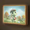 Cartoon - Dino - Groen - Golven Light Box met batterij (Wandlamp kind) middel -z3d_website