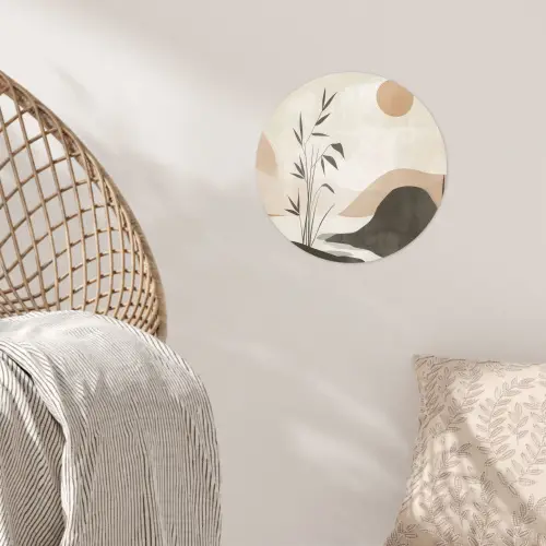 Japandi - Landschap - Beige Wandcirkel behangsticker klein -sfeer4