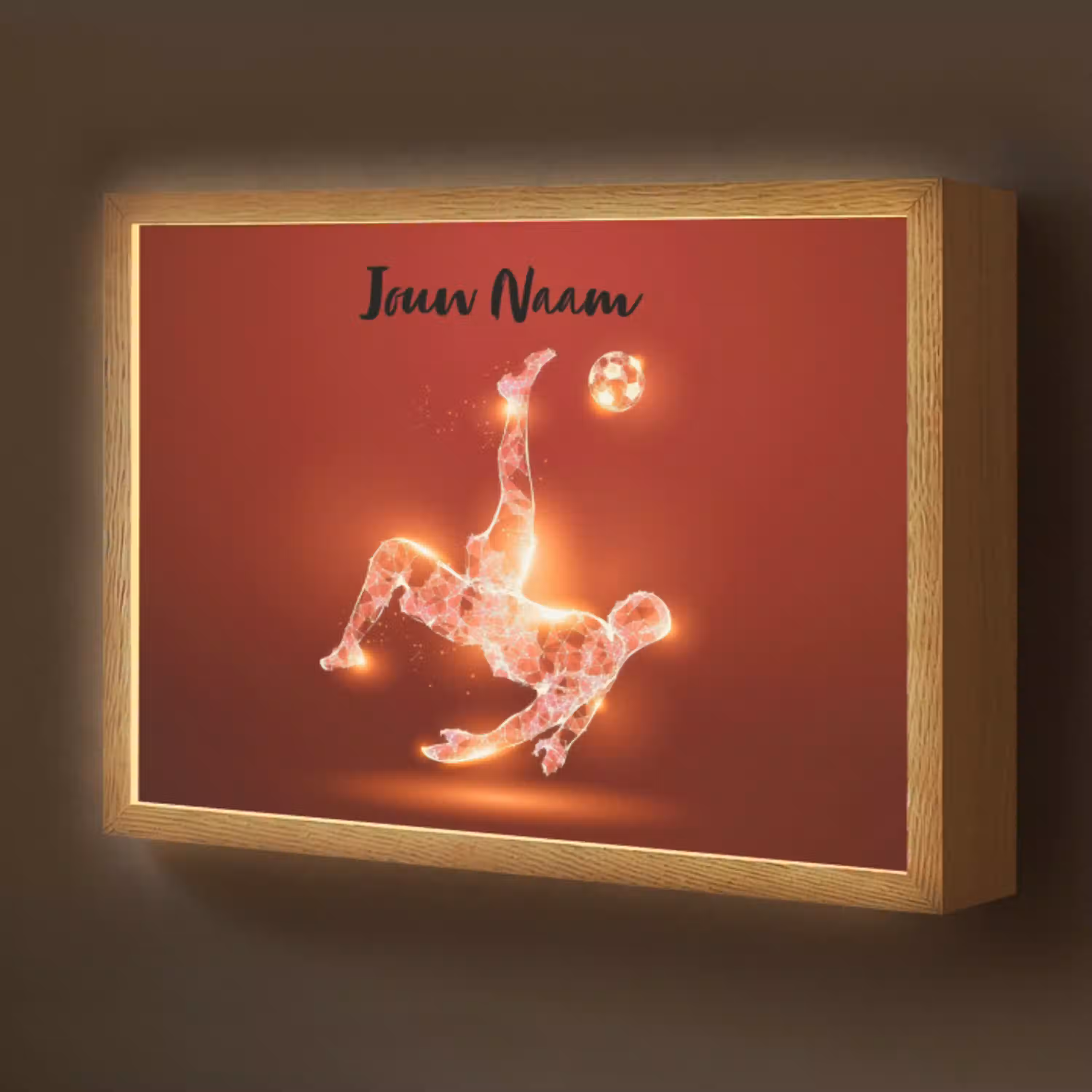Voetballer - Omhaal - Rood - Neon Light Box met batterij (Wandlamp kind) middel -z3d_website