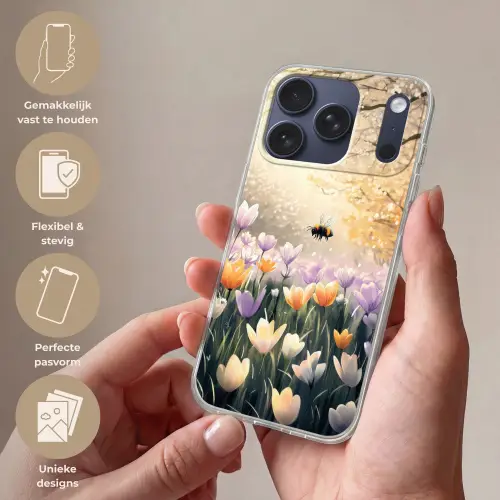 Viooltjes - bij - Zonlicht Telefoonhoesje iPhone 17 Pro klein -sfeer3_NL