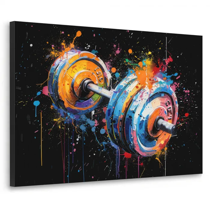 Graffiti - Sport - Fitness - Dumbbell - Gym Textielframe zwart klein -3d