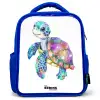 zeeschildpad vol kleuren Kinderrugzak - Blauw middel -3d