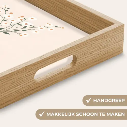 Vaas - Bloemen - Madeliefjes - Beige Dienblad Rechthoek middel -USP_HandgreepNL