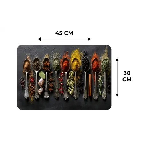 Lepels - Specerijen - Kaneel - Chili Placemat vinyl groot -specs