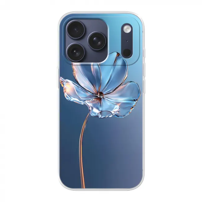 Telefoonhoesje - Blauw - Bloem - Glazen - Sierlijk