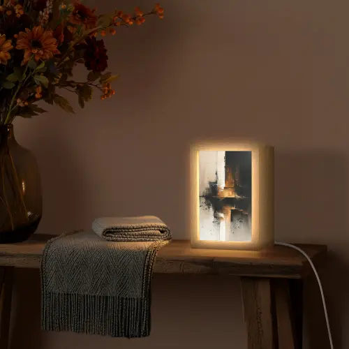 Modern - Zwart - Verf - Goud Light Box met kabel (Tafellamp) klein -sfeer4
