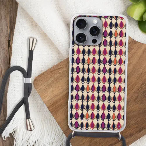 Vintage - Retro - Kleurrijk Hoesje iPhone 16 Pro Max met koord klein 804 -sfeer4