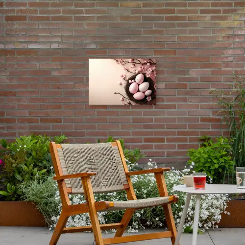 Roze - Bloesems - Eieren Tuinposter op houten frame 2 cm dik klein -sfeer3