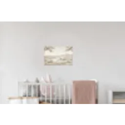 Rivierlandschap - Bergen - Natuur - Vintage - Beige Muursticker klein -kinderkamer