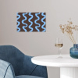 Kronkelende lijnen - Blauw - Bruin - Minimalistisch poster papier klein 62 -sfeer3