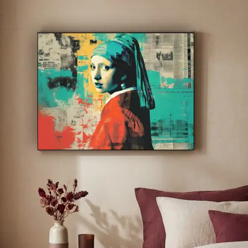Klassiek - Pareloorbel - Streetartstijl - Kleurrijk Textielframe - compleet frame klein -sfeer1