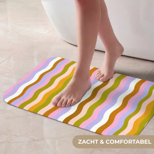 lijnen - Golven - Pastelkleuren - Patroon Badmat klein -USP_ZachtNL