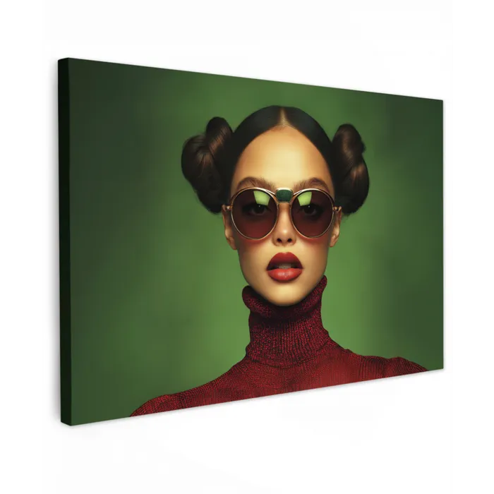 Vrouw - Groen - Bril - Aesthetic - Modern canvas 2cm klein -z3d